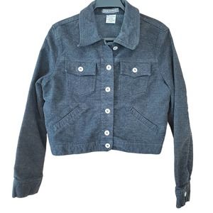 Parasuco Womens Felted Short Jean Jacket Sz L Charcoal Gray Western Rave Goth